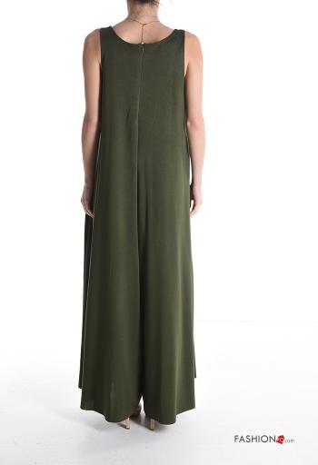 Jumpsuit wide leg senza maniche girocollo con tasche con zip - ph 2