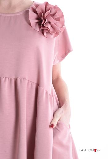 Robe manches courtes col rond avec poches - ph 4