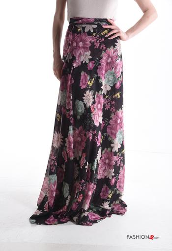 Falda gasa cruzada largo Estampado Floral