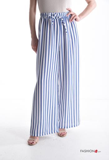 Streifenmuster wide leg Hose aus Baumwolle mit gummizug