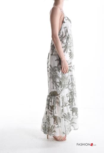 Vestido de Algodón sin mangas espalda descubierta Estampado natural con volantes escote profundo - ph 3
