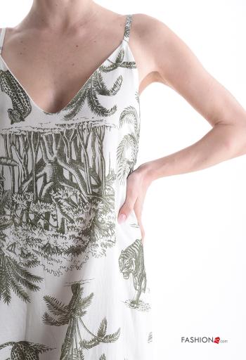 Vestido de Algodón sin mangas espalda descubierta Estampado natural con volantes escote profundo - ph 4