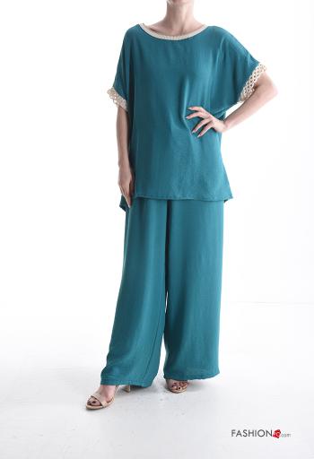 Traje de mujer manga corta extra grande cuello redondo con elástico