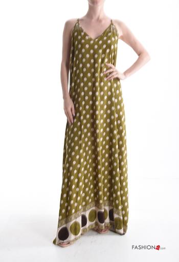 gepunktet ärmellos lange ärmel Kleid