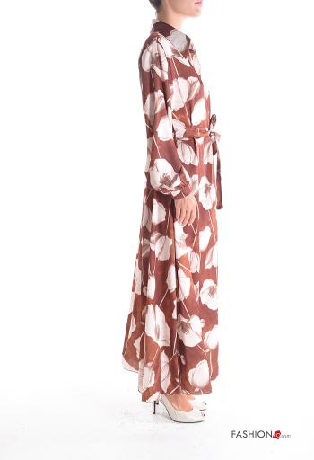 long sleeve with collar Dress with belt with buttons - ph 3