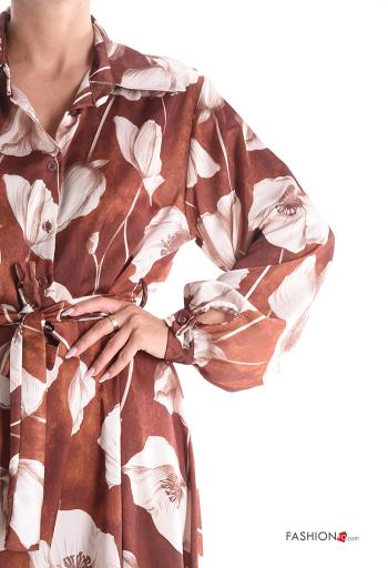 long sleeve with collar Dress with belt with buttons - ph 4