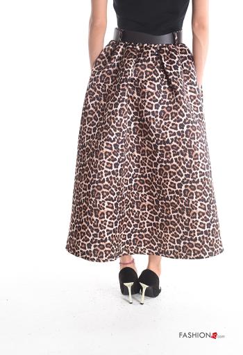Animal print high waist full Skirt with belt - ph 2