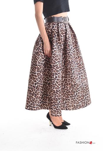 Animal print high waist full Skirt with belt - ph 3