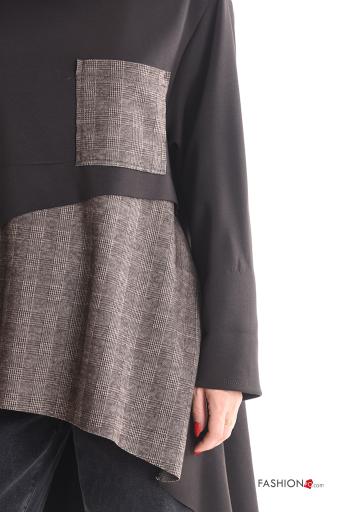 crew neck asymmetrical long sleeve oversized Tunic with pockets - ph 4