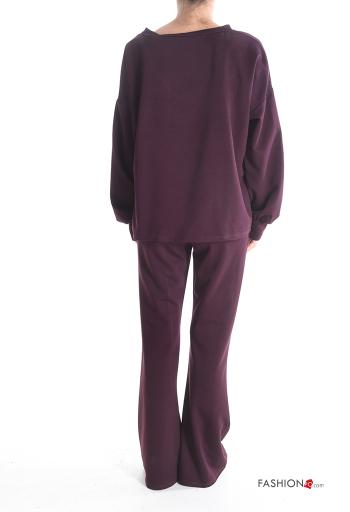 ausgestellte lange ärmel Trainingsanzug mit Taschen mit gummizug mit V-Ausschnitt - ph 2