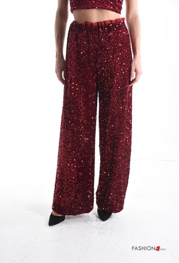 wide leg Trousers with sequins with elastic - ph 1