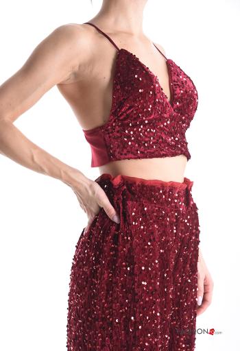 sleeveless backless mini Top with sequins plunging neckline - ph 3