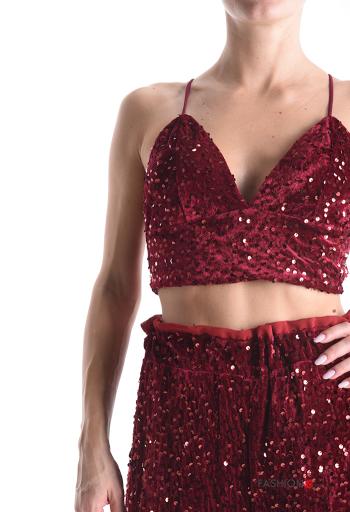 sleeveless backless mini Top with sequins plunging neckline - ph 4