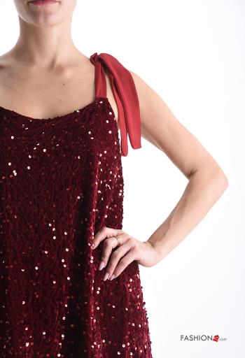 sleeveless knee-length Velvet Dress with sequins with bow - ph 4