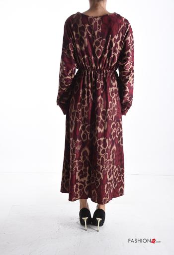 Animal print long sleeve Dress with v-neck with elastic - ph 2