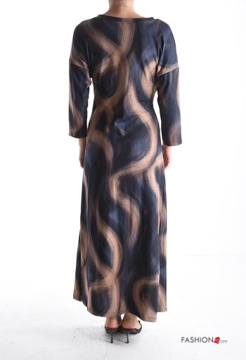 Abstract print with buckle crew neck long sleeve Dress - ph 2