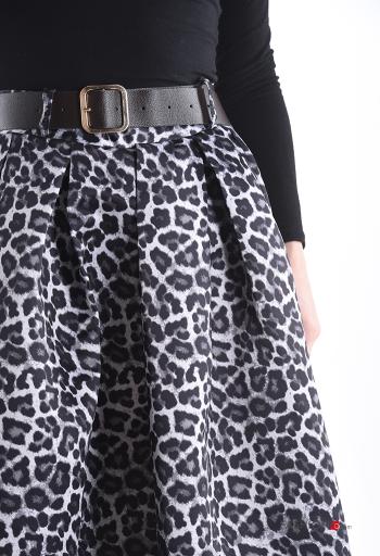 Animal print high waist full Skirt with belt - ph 4