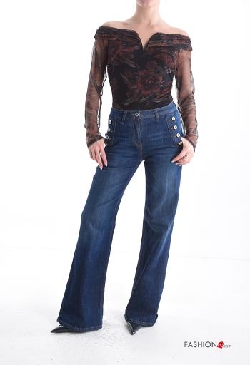 Floral tulle long sleeve Bodysuit bardot neckline - ph 5