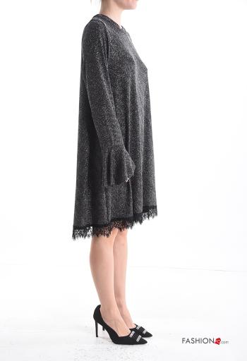 oversized crew neck long sleeve lurex lace trim Dress - ph 3