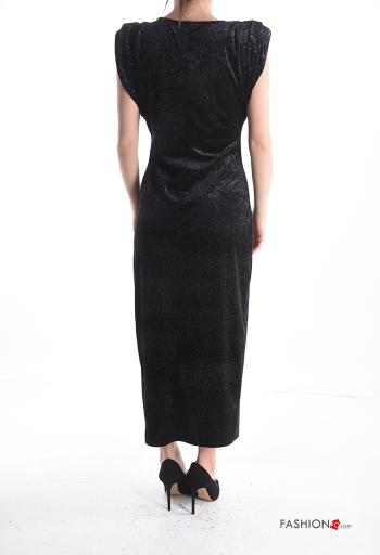 short sleeve crew neck shiny Dress with shoulder pads - ph 2