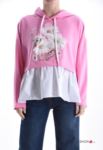 Felpa maniche lunghe Fantasia stampata con cappuccio - ph 1