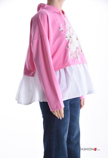 Felpa maniche lunghe Fantasia stampata con cappuccio - ph 3