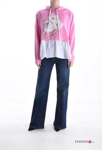 Felpa maniche lunghe Fantasia stampata con cappuccio - ph 5