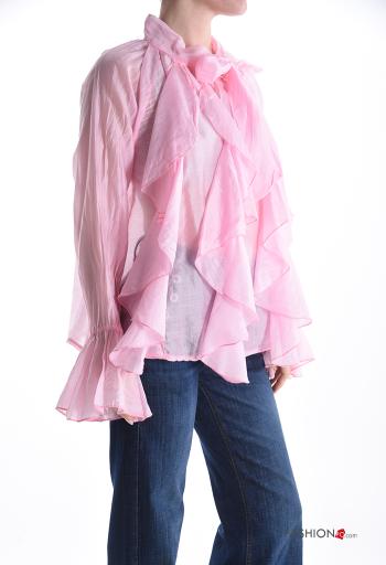 Blusa maniche lunghe con balze con fiocco - ph 3