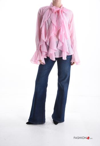 Blusa maniche lunghe con balze con fiocco - ph 5