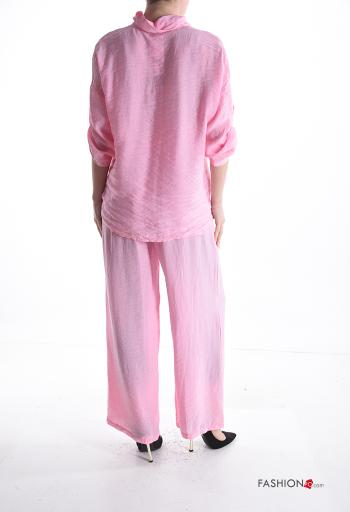 Coordinato wide leg con colletto con bottoni con elastico - ph 2