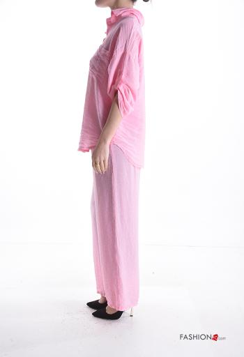 Coordinato wide leg con colletto con bottoni con elastico - ph 3