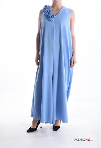 Jumpsuit oversize wide leg con tasche scollo a V