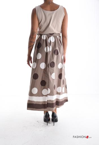 Robe en Coton sans manches col rond Imprimé à pois avec ceinture - ph 2