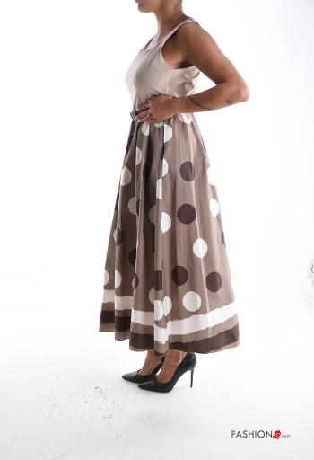 Robe en Coton sans manches col rond Imprimé à pois avec ceinture - ph 3
