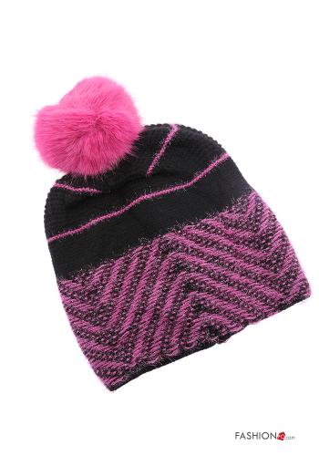 Set 12 pezzi Cappellino in Pelliccia ecologica Fantasia chevron - ph 1