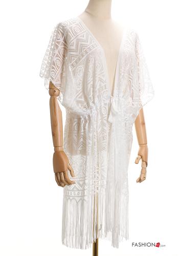 Vestido playero encaje con flecos