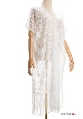 Vestido playero encaje con flecos