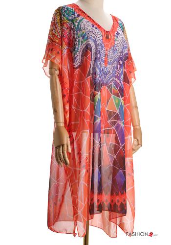 Vestido playero Diseño impreso con cuello en v - ph 1