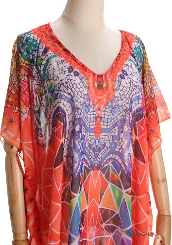 Vestido playero Diseño impreso con cuello en v - ph 4