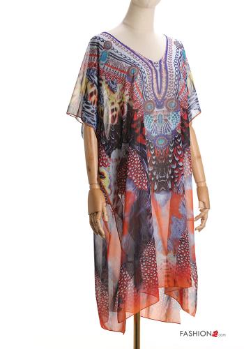 Vestido playero Diseño impreso con cuello en v