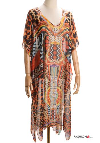 Vestido playero Diseño impreso con cuello en v