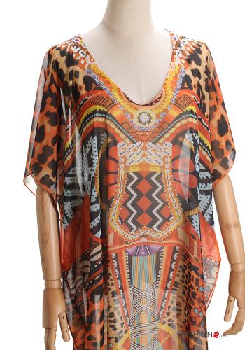 Vestido playero Diseño impreso con cuello en v - ph 4