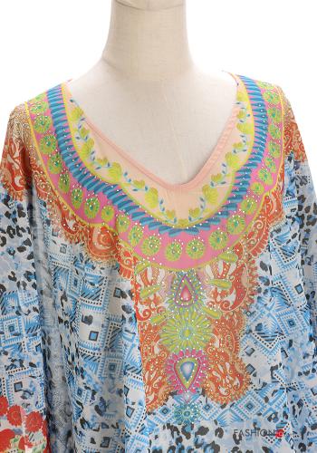 Vestido playero Estampado Geométrico con cuello en v manga tres cuartos - ph 4