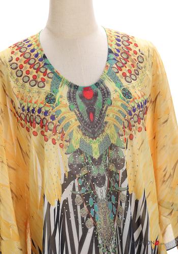 Vestido playero manga corta Diseño impreso con cuello en v - ph 4