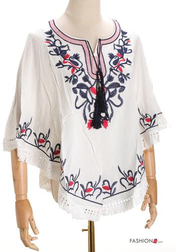 Vestido playero Patrón bordado con flecos - ph 1