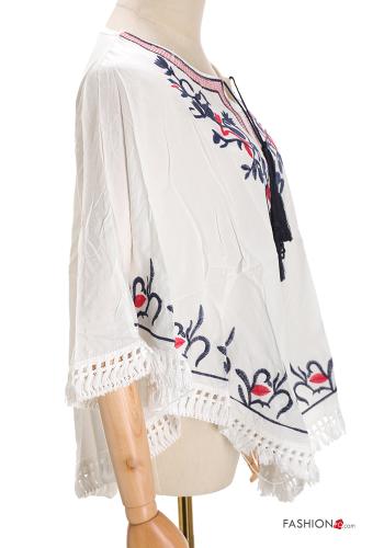 Vestido playero Patrón bordado con flecos - ph 3