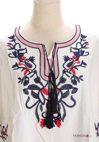 Vestido playero Patrón bordado con flecos - ph 4