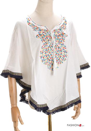 Vestido playero Patrón bordado con flecos - ph 1