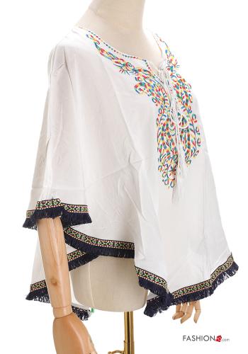 Vestido playero Patrón bordado con flecos - ph 3