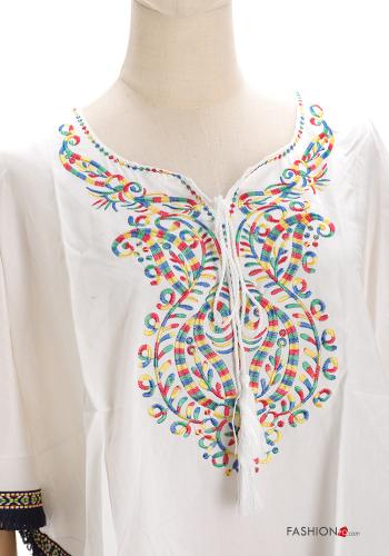 Vestido playero Patrón bordado con flecos - ph 4